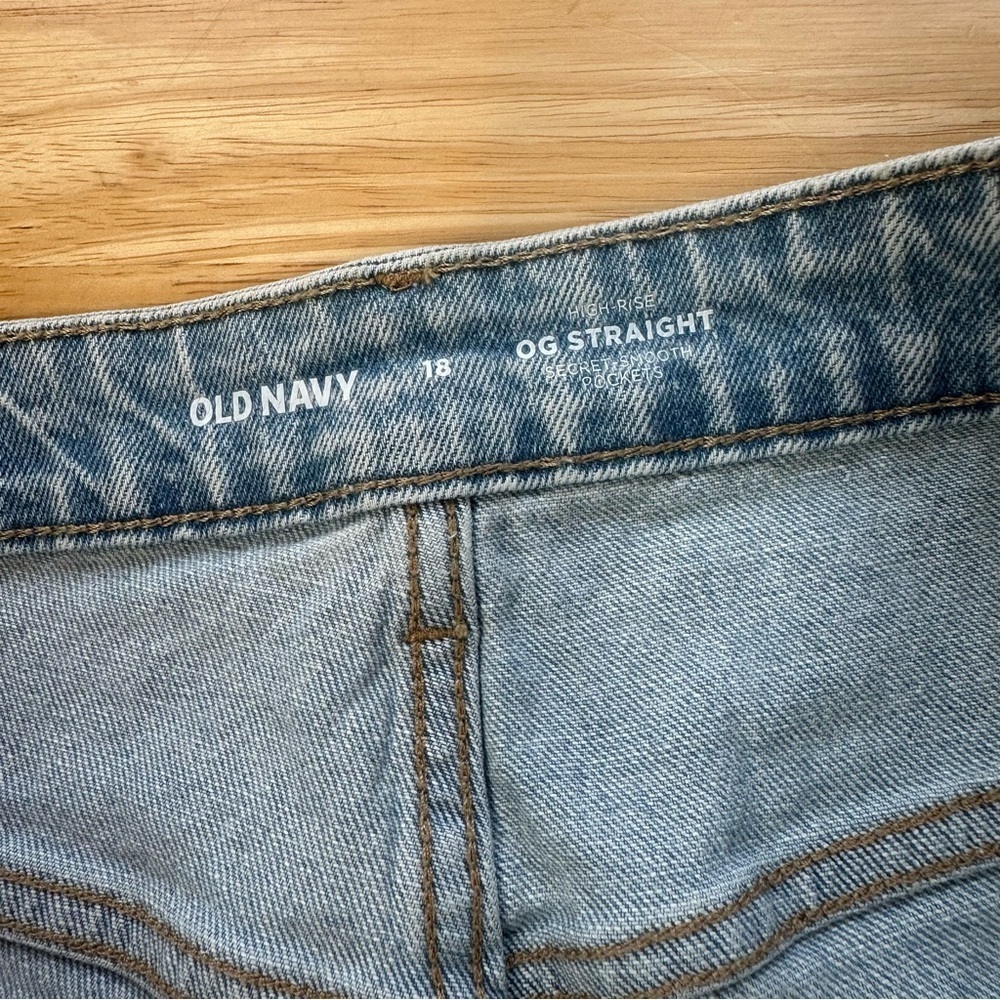 Old Navy Womens High Rise O.G. Straight Distressed Jean Shorts Sz 18 Stretch NWT - Picture 7 of 8